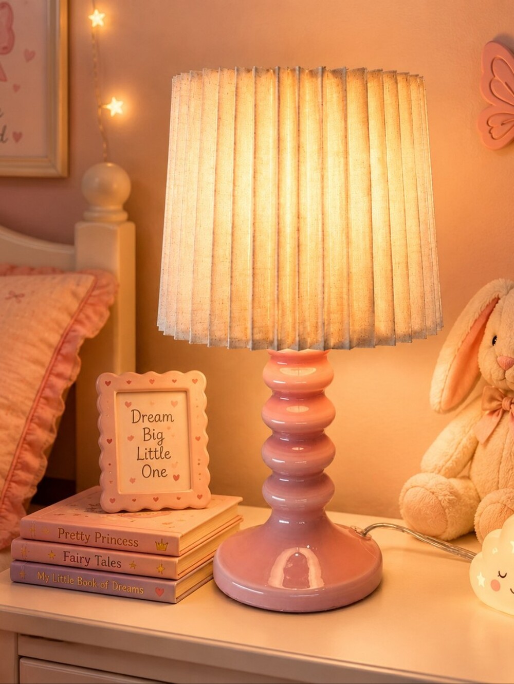 Room Essentials Pink Ceramic Table Lamp with Pleated White Shade